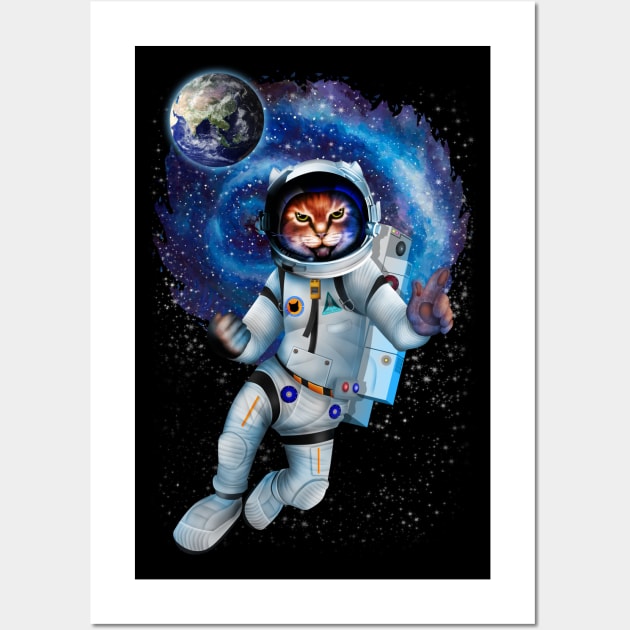 Astronaut space cat Wall Art by Dezigner007